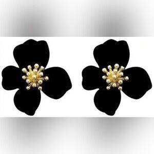 Black&Gold Flower Earrings
